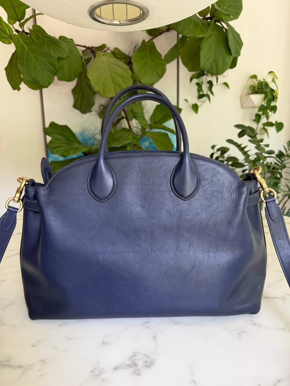 Coach Soft Empire Carryall Bag 40 Burnished Navy Blue XL Crossbody Satchel CW616 - Picture 4 of 16